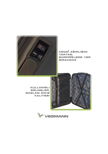 Vegmann Tartılı Scavel Siyah Büyük Boy Valiz Siyah