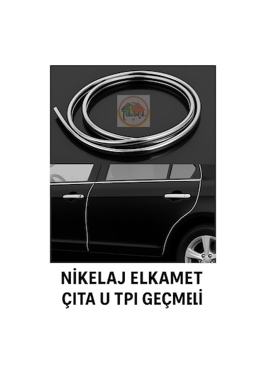 Suzuki Wagon R Uyumlu Nikelaj U Tipi Nikelaj Çıta Kapı & Panjur İçin Krom Detay 15 Metre