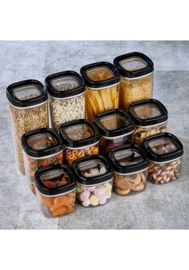 Ceronni Bonny Erzak Saklama Kabı 3lü Set 1,8lt - 1lt - 600ml Siyah Siyah