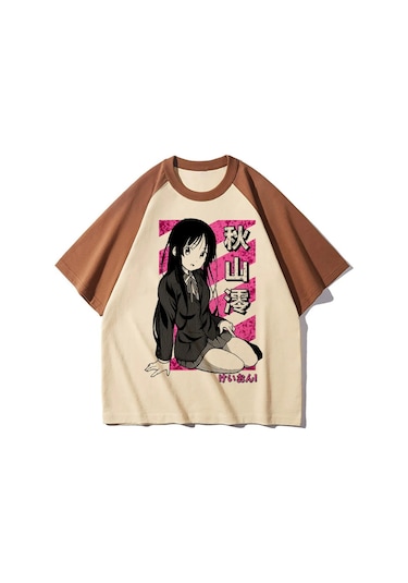 Snapbuy K-on Anime T-shirt Kadın - Desenli Bayan Üst Giyimerkek Bej