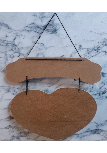 Hobi Adn Dekoratif Kapı Süsü Kalpli Model Ahşap Mdf Ham Cnc Kesim El Yapım Ahşap