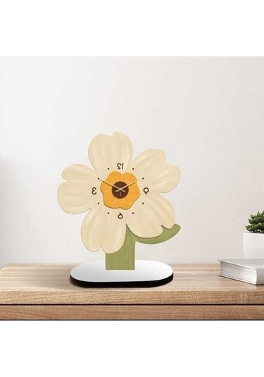 Trendooze Suntek Sessiz Saati Saat Masa Desenli Dekoratif Ayçiçeği Analog - Cm