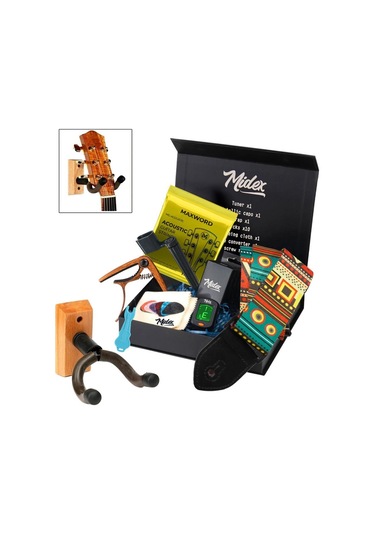 Midex Ac-20ac-pak Akustik Gitar Aksesuar Seti Gitar Tel Askı Capo Tuner Pena Ve Full Set
