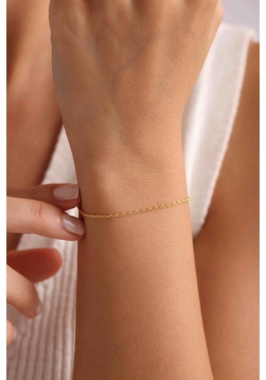 14 Ayar Altın Halat Bileklik 1.25 Mm Sarı Altın