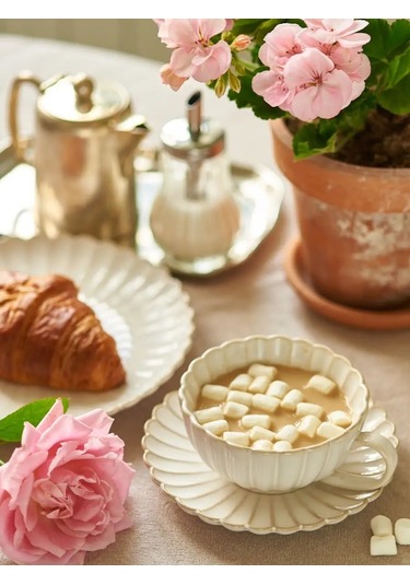 Roomi Seramik Çay Takımı 250 Ml, Fincan Ve Tabak Seti 168297816 Açık Kum Rengi