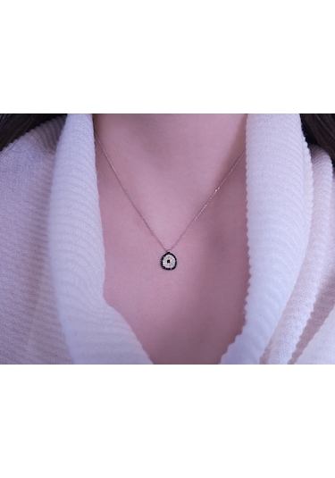 Sirius Safir ve Pırlanta Taşlı Nazar Boncuklu Kolye 0801P0019