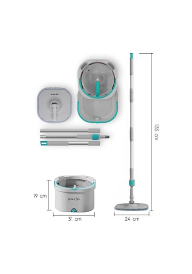 Smarter Aqua Max Ve Üçgen Aparat Temiz & Kirli Suyu Ayırma Temizlik Seti Mop Paspas Cam Sileceği