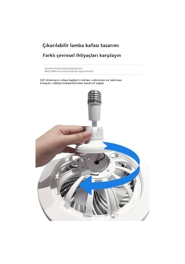 Akıllı Uzaktan Kumanda Vidalı Fan Işığı 30w