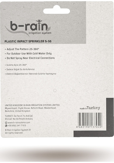 B-Rain S-50 Uğurlu Serisi Açılı Bahçe Sulama Fıskiyesi