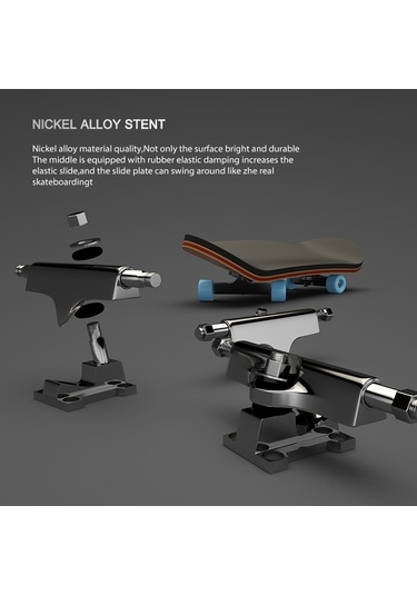 Aubyhe Finger Skateboard Profesyonel, Beş Katlı Ahşap, Allüminyum Tekerlekler Rulmanlı , Sahnelerde Sallanabilir, Oyuncak - Siyah Tekerlekler