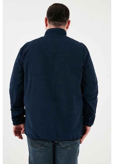 Buratti Regular Fit Dik Yaka Fermuarlı Büyük Beden Polar Erkek Hırka 5906028B Lacivert