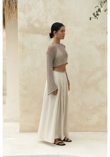 Mai Collection Mai Studios Co. Daisy Vizon İnce Triko Crop Vizon