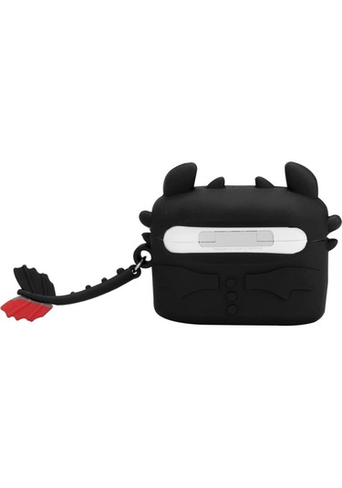 Apple Airpods Pro 3. Nesil 2025 Uyumlu Figürlü Silikon Kılıf Anahtarlıklı Kılıf Siyah - Yeşil