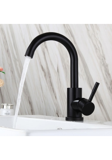 Sardıcı Lavabo Musluğu Çift Su Girişli Batarya Siyah