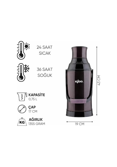 Cam Termos - Igloo - 3.2 Lt - Siyah - 204231 Çok Renkli