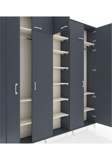 Arges Dolap 12 Raflı 9 Kapaklı 2 Askılı 220x30x243 Antrasit-antrasit/aytaşı Antrasıt/aytası