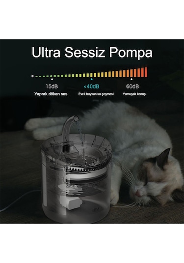 Interstech Akıllı Sessiz Kedi Sessiz Şeffaf Otomatik Pet Su Sebili