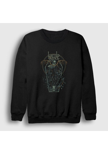 Presmono Unisex Coffin Lamb Of God Sweatshirt Siyah