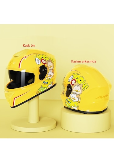 Eternal Luck Qk601 Sarı Ördek Desenli Tam Kapalı Çocuk Kaskı