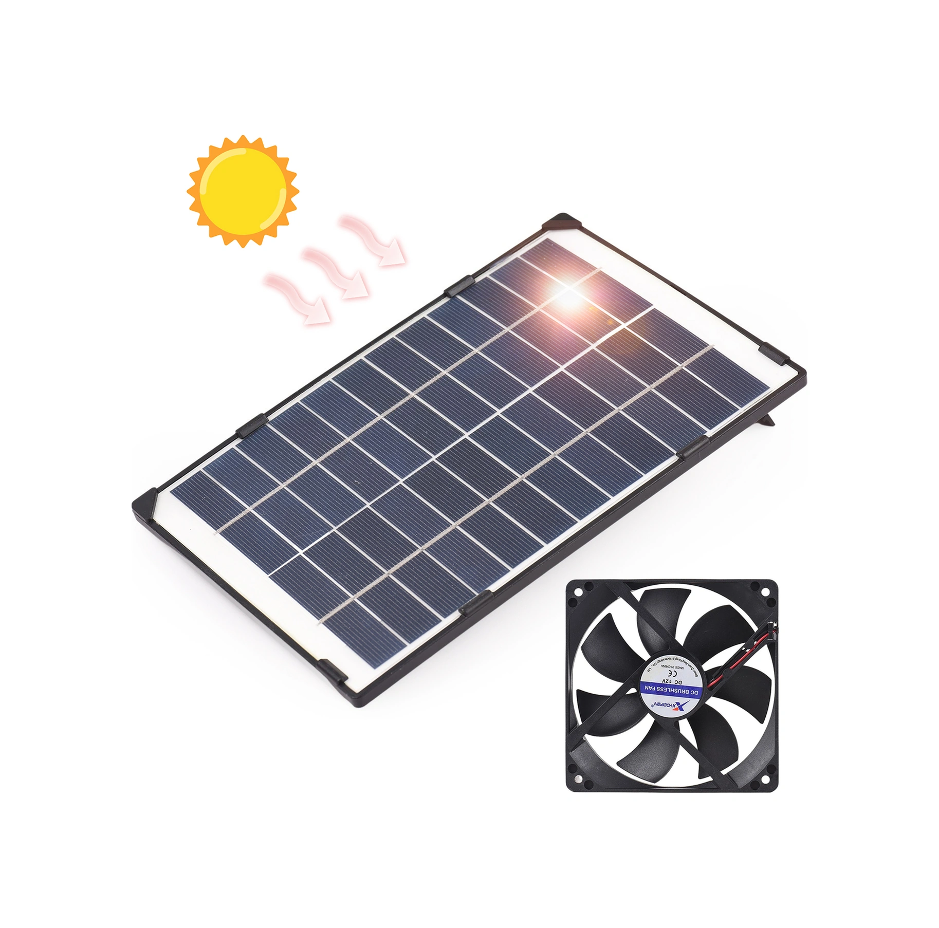 Moveevo 12v 6w Güneş Enerjili Evcil Hayvan Soğutma Fanı, 3 Metre Kablolu, 87.18 Cfm Hava Akışı