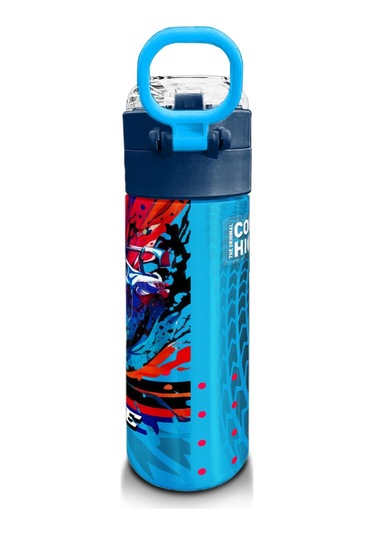 Coral High Kids Gri Mavi Yarış Arabası Desenli Pipetli Ve Direkt İçim Çelik Termos 500 Ml 31815 Gri - Mavi