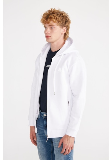 Jp Basıc Full Zıp Sweatshırt Hoodıe Beyaz