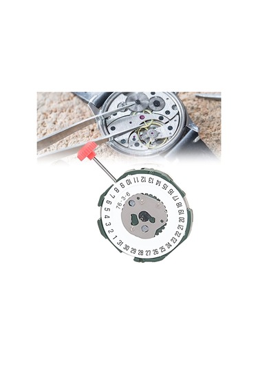Xurunkeji 2115 Saat Hareketi + Sap + Pil 2035 Erkek Tek Takvim Altı Noktalı Elektronik Kuvars Saat Hareketi Değişimi Gümüş