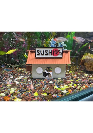 Sushi Evi - Akvaryum Dekoru - Kahverengi