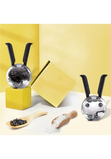 Jialan Tuz Ve Karabiber Değirmeni Mini Manuel Baharat Öğütücü Siyah - Şeffaf