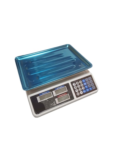 Büro Ev Ofis Dekoru İçin 40kg Elektro Ölçüm Metal Terazi Bakkal Manav Market Tartısı Beyaz - Gri