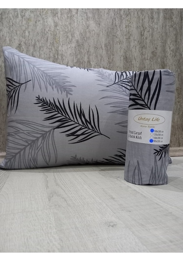 Üntaş Life Yeni Çift Kişilik Lastikli Çarşaf + Yastık Kılıfı Gri 2 Adet Gri