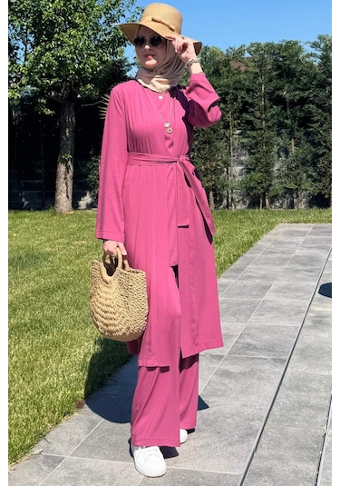 Rabia Şamlı Yaren Üçlü Takım Gül Kurusu Çok Renkli