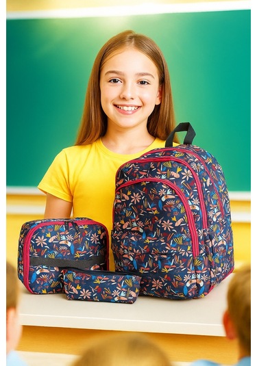 Newbag Tropikal Kız Sırt Okul Çantası-3'lü Set Yeni Sezon