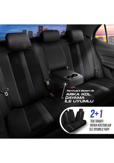 Panda Lizbon Serisi Alakantra Kumaş Oto Koltuk Kılıfı - Tam Set