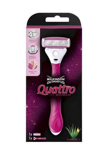 Wilkinson Sword Quattro Sistem Kadın Tıraş Bıçağı Vakumlu Tutma Aparatı İle Birlikte
