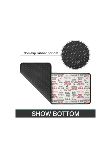 Noel Desenli 2'li Mutfak Matı, Anti-yorgunluk, Yastıklı Ve Kaymaz, Mutfak Ve Ofis İçin Noel Bayram Metni