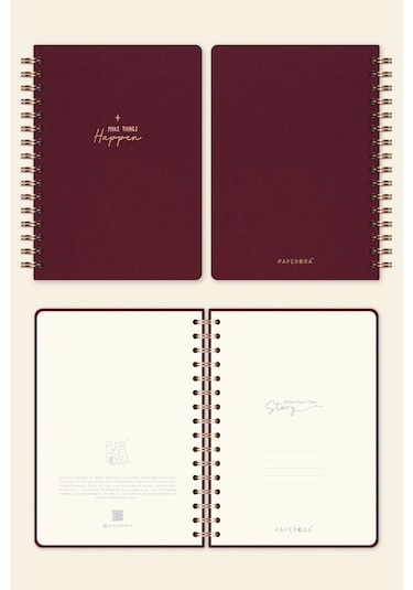 A5 Spiralli Sert Kapak Keten Kareli Tarihsiz Not Defteri Bordo Bordo