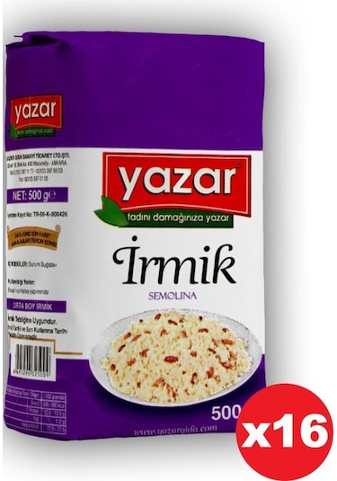 Yazar İrmik 16 x 500 G