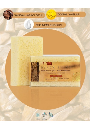 Black Shine Bs Doğal Sandal Ağacı Özlü Süngerli Sabun 100 G