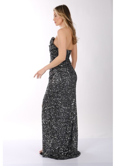 Pul Detaylı Abiye Elbise Dori 00kb7070 Antrasit