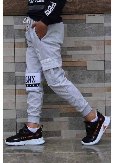 Gri Fermuar Cepli Eşofman Altı Gri