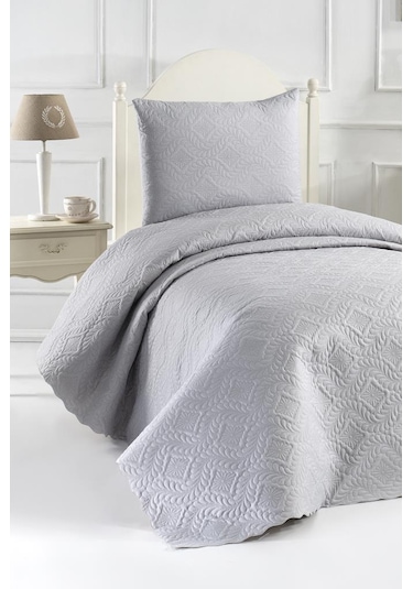 Ultrasonik Kapitoneli Elite Tek Kişilik Yatak Örtüsü Gri Gri