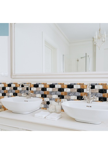 Geeksen 3d Multicolor Tuğla Desenli Pvc Otostik Duvar Kağıdı - Mutfak Dolapları, Masa Üstleri İçin Yalıtkan Ve Yenileyici Sticker 10 Adet Diğer