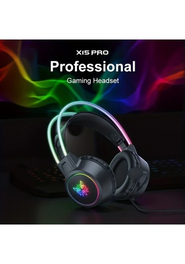 Xuweiwei Onıkuma Profesyonel Kablolu Oyun Kulaklığı Siyah Rgb Işık Gürültü Önleyici Mikrofonlu Pc Ps4 Ps5 Xbox İçin