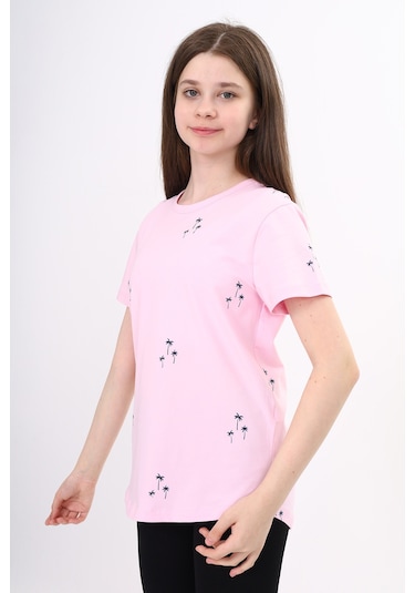 Toontoy Kids Toontoy Kız Çocuk Baskılı Tişört Açık Pembe