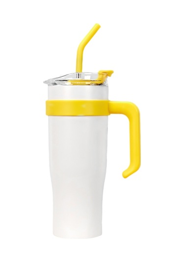 Hallow-40 Oz Saplı Bardak Sızdırmaz Yeniden Kullanılabilir Sarı