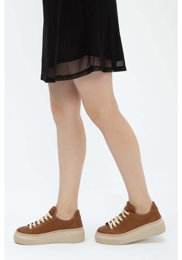 Tamer Tanca Kadın Hakiki Deri Taba Floter Sneakers & Spor Ayakkabı 937 5022-09 Bn Ayk Y23 Taba Floter Taba