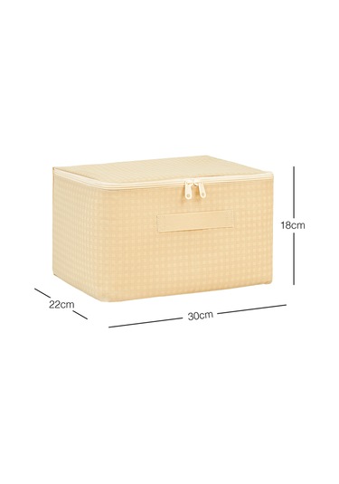 Home Wave 4'lü Küçük Boy Bej Pötikare Hurç Set 30 x 22 x 18 cm