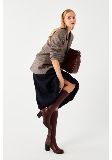 Gönderir Kadın Bordo Antik Fermuarlı Kalın Topuklu Hakiki Deri Çizme Gkzc13446501 Bordo