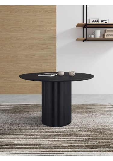 Breeze Yuvarlak Ahşap Bohem Masa 100x100 Siyah